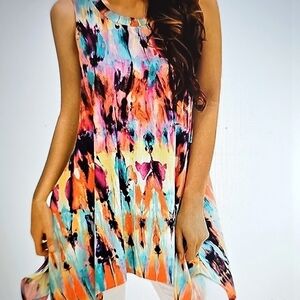 New Viracy Sleeveless Swing Tunic MultiColored Tank Top Large